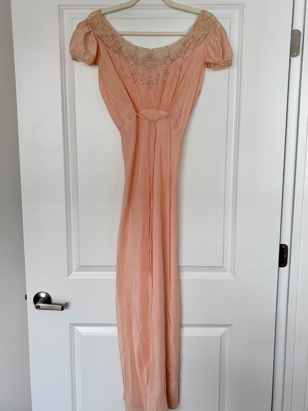 💕RARE💕 Vintage Christian Dior Peach Lace Trim Slip Dress